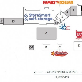 Plan of mall Cedar Springs Shopping Center