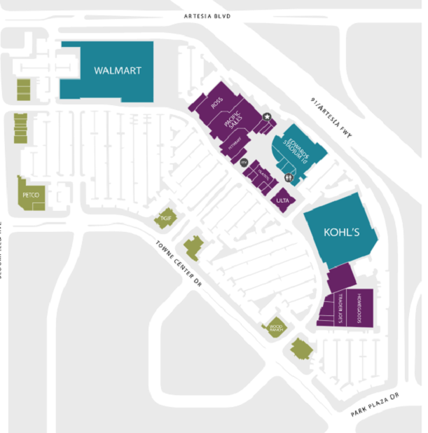 Cerritos Towne Center store list, hours, (location Cerritos