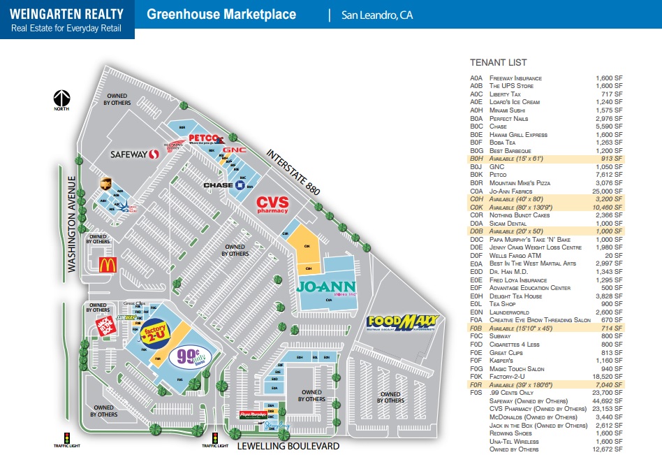 Greenhouse Marketplace Shopping Center store list, hours, (location