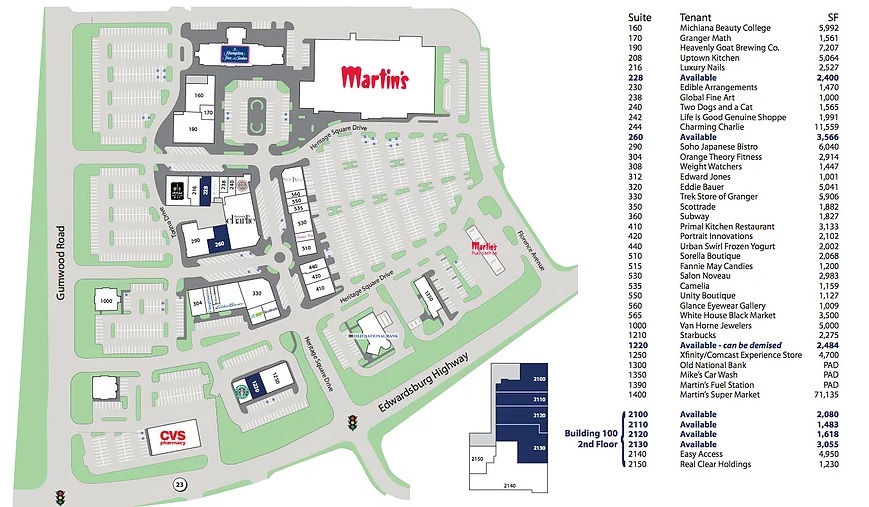 Heritage Square Shopping Center store list, hours, (location Granger