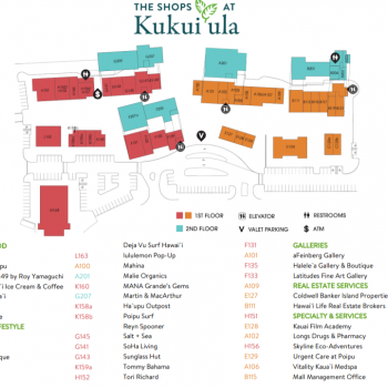 Plan of mall The Shops at Kukui'ula