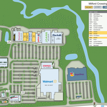 Plan of mall Milford Crossing Shopping Center