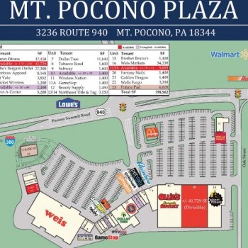 Plan of mall Mount Pocono Plaza