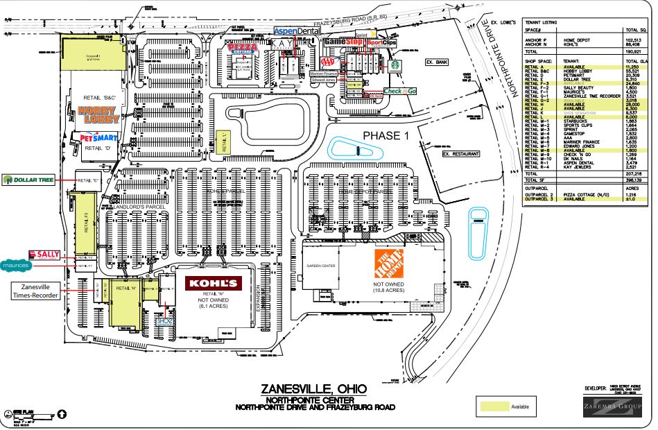 NorthPointe Center store list, hours, (location Zanesville, Ohio) Malls in America