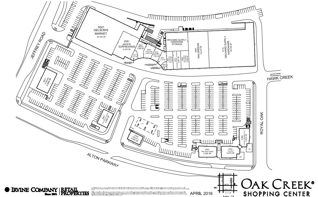 Oak Creek Shopping Center store list, hours, (location Irvine