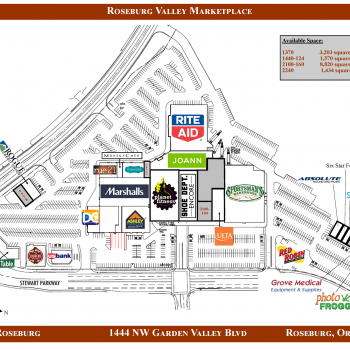 Plan of mall Roseburg Marketplace (Roseburg Valley Mall)