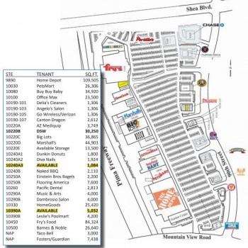 Plan of mall Scottsdale Fiesta Shopping Center