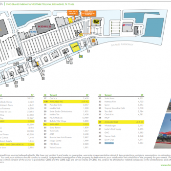Plan of mall Shops at Bella Terra