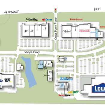 Plan of mall Shops At The Galleria