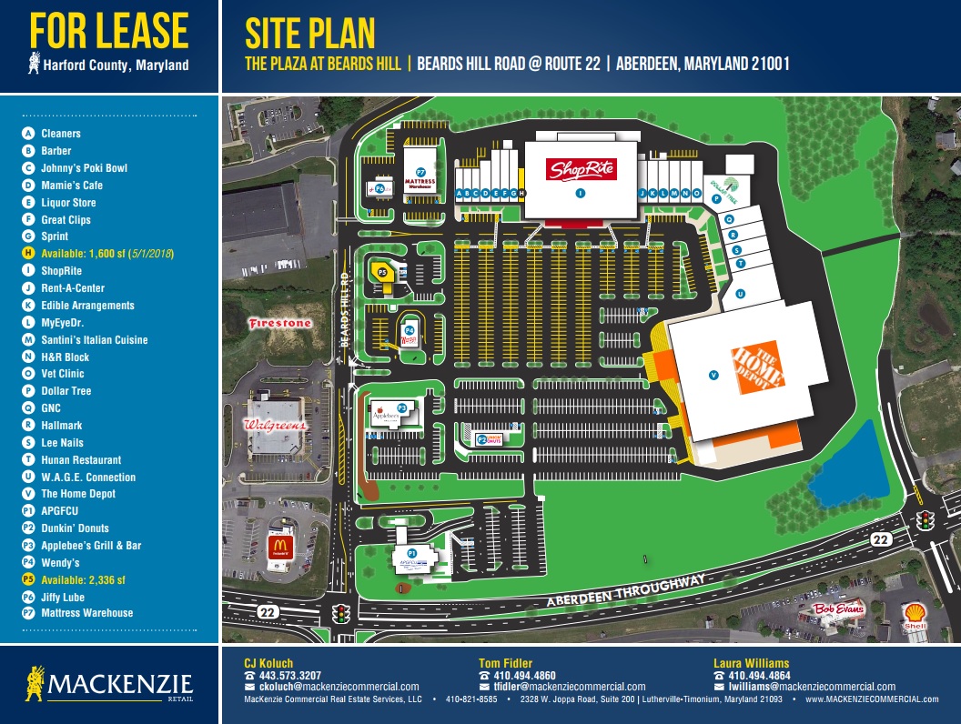 The Plaza at Beards Hill store list, hours, (location Aberdeen
