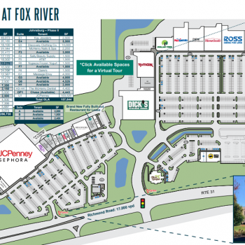 Plan of mall The Shops at Fox River