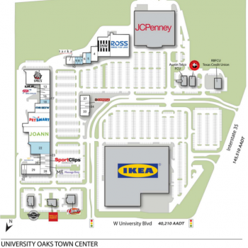 Plan of mall University Oaks Shopping Center