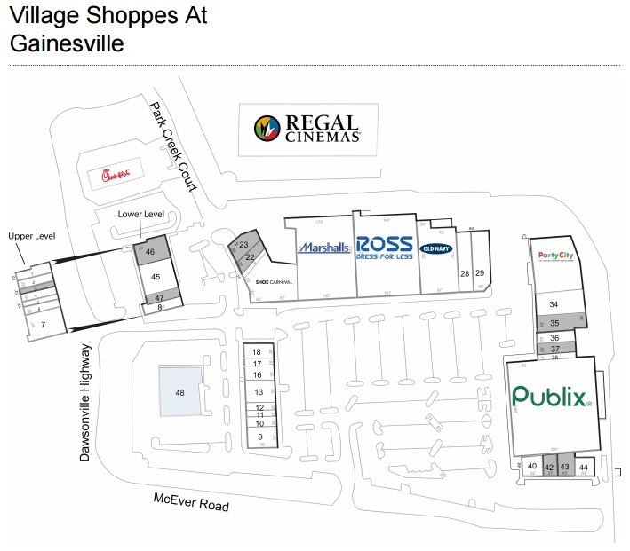 Village Shoppes at Gainesville store list, hours, (location Gainesville, Malls in
