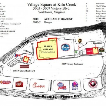 Plan of mall Village Square at Kiln Creek